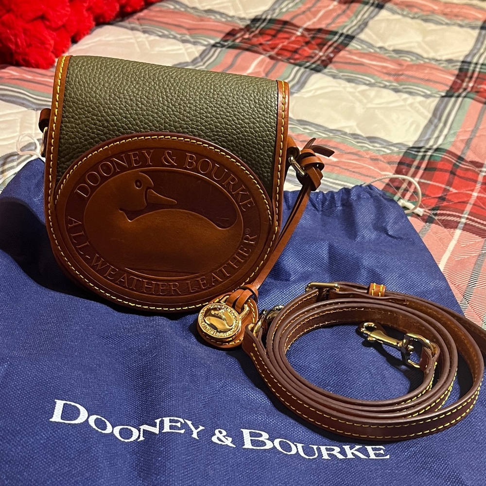 Dooney & Bourke Olive and Chestnut Leather Crossbody